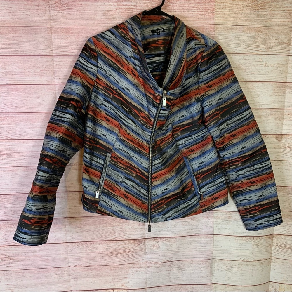600 West‎ Striped Jacquard Multi Color Jacket Large - Picture 4 of 6
